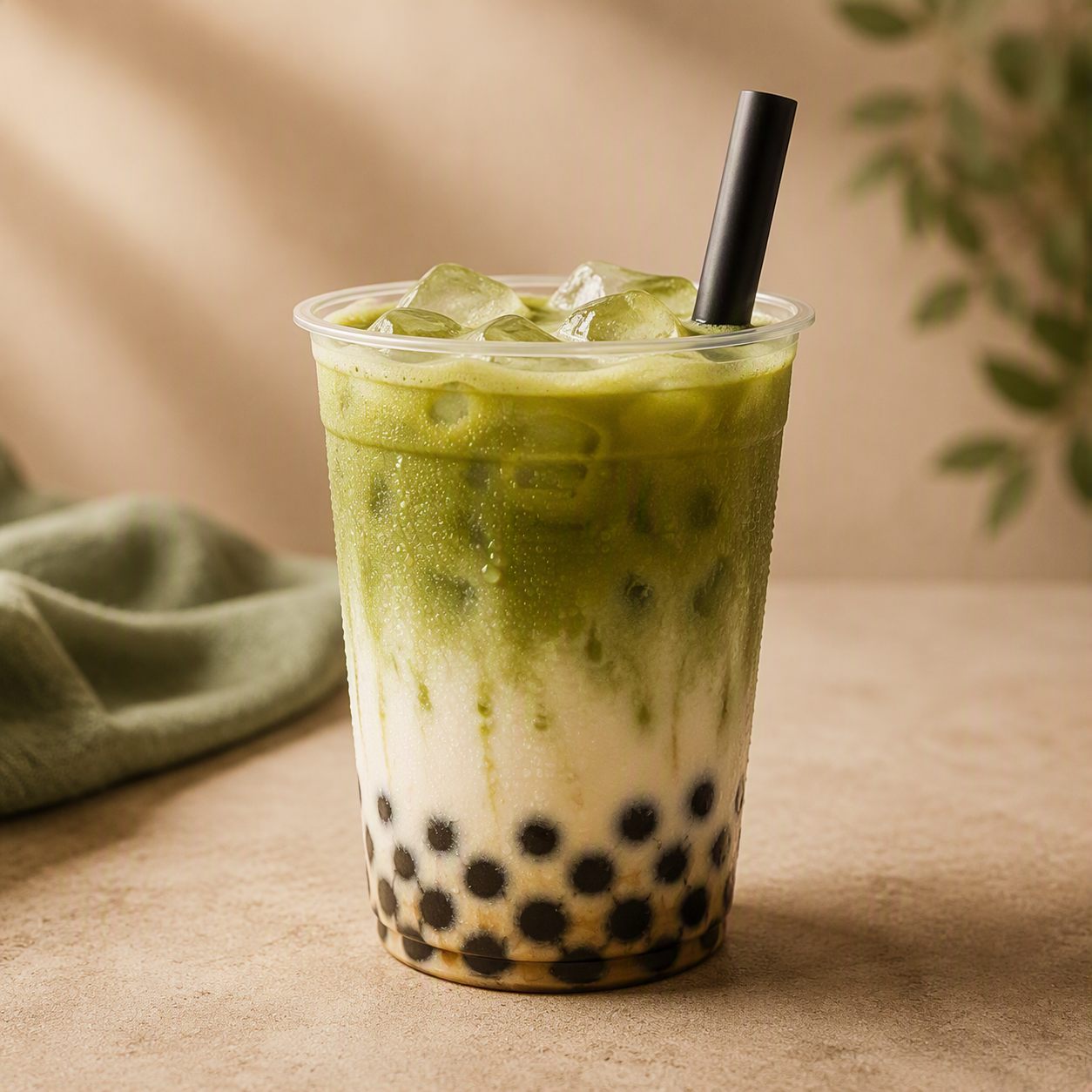 Matcha boba drink